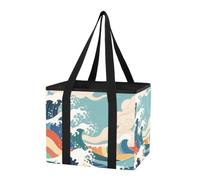 Organiseur de coffre de voiture réutilisable et robuste, sac fourre-tout pliable avec poignées et fond rigide pour SUV, berline, camion