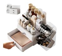Organiseur de coiffeuse, grande vitrine avec tiroirs | Organiseur de maquillage avec porte-brosse - Pour salle de bain, évier, comptoir, commode, garde-manger, maison, cuisine