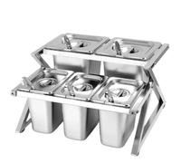 Organiseur de comptoir en acier inoxydable avec couvercles - Récipient alimentaire multifonction pour garnitures de pizza, condiments, épices et fruits