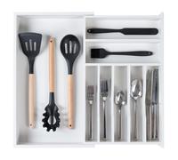 Organiseur de couverts et d'ustensiles KitchenEdge Premium pour tiroirs de cuisine, de qualit alimentaire, extensible de 10,5 19 pouces, en ba