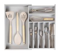 Organiseur de couverts et d'ustensiles KitchenEdge Premium pour tiroirs de cuisine, de qualit alimentaire, extensible de 10,5 19 pouces, en ba