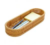 Organiseur de couverts tissé, panier de rangement tissé à la main, porte-ustensiles avec texture en osier, panier décoratif, panier à ustensiles de table avec rustique, organisateur de comptoir de