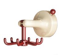 Organiseur de cuisine à ventouse avec 6 crochets rotatifs, pas de perçage nécessaire pour montage mural ou au plafond, solution peu encombrante pour ustensiles (rouge rétro)