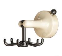 Organiseur de cuisine à ventouse avec six crochets rotatifs, sans perçage, montage mural ou supérieur pour économiser de l'espace et un accès pratique aux ustensiles (noir rétro)