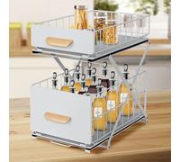 Organiseur de cuisine Étagère de cuisine réglable en hauteur Étagère sous l'évier Étagère à épices blanche