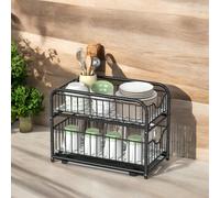 Organiseur de cuisine, Étagère sous Évier, 2 Paniers Coulissants, Empilable, avec tiroirs, Noir Classique Noir