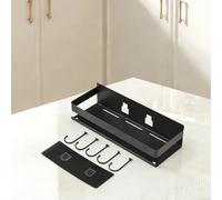 Organiseur de cuisine mural en acier au carbone pour pots à épices et petits appareils sans perçage, structure peu encombrante (sans trace), 40 cm, 5 crochets)