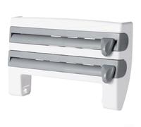 Organiseur de cuisine mural en plastique avec système de coupe à double lame pour papier d'aluminium et support de film étirable, support de rangement gain de place, support pour serviettes en papier
