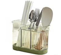 Organiseur de cuisine mural peu encombrant, porte-ustensiles avec drainage pour baguettes, fourchettes, cuillères, étagère de rangement robuste à plusieurs compartiments (vert)