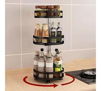organiseur de cuisine pivotant à 360° à 3 étages pour épices avec fonction antidérapante, étagère à épices ronde compacte en acier inoxydable - SPINSTORE