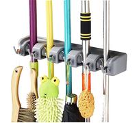 Organiseur de Cuisine - URAQT - Porte Balais Mural - 5 Emplacements - 6 Crochets