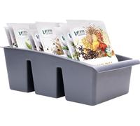 Vilde Organiseur de cuisine | Boîte de rangement pour épices, soupes | Trieur à épices avec 3 compartiments | Gris 25 x 15 x 9 cm | Fabriqué en UE