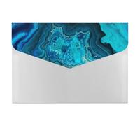 Organiseur de documents accordéon bleu turquoise à 6 poches avec étiquettes et enveloppes en plastique avec fermeture à pression 33 x 23 cm