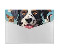 Organiseur de documents accordéon de race de chien à 6 poches avec étiquettes, dossiers de documents de voyage, enveloppes en plastique avec fermeture à pression, 33 x 23 cm