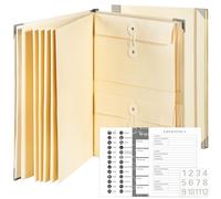 Organiseur de documents avec 12 poches, enveloppes, classeur important, comprend des étiquettes autocollantes pour factures, chèques, certificats de naissance, planification successorale, maison