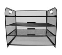 Organiseur de Documents de Bureau à 4 Niveaux en Maille Noire | Structure Détachable, Poignées Intégrées, Acier au Carbone Renforcé, pour Bureau et Étude, Rangement Portable