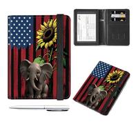 Organiseur de documents de voyage en cuir noir - Porte-passeport et carte de vaccin avec blocage RFID pour homme et femme, Joli éléphant tournesol, Simplicité
