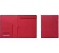 Organiseur de documents en cuir, presse-papiers A4, dossier de conférence, bloc-notes juridique, sac en similicuir for affaires, presse-papiers pliable(Red)
