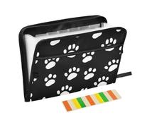 Organiseur de documents extensible à fermeture éclair avec 13 poches, motif empreintes de pattes de chien, classeur accordéon avec étiquettes, résistant à l'eau, 36 x 2 x 27 cm
