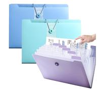 Organiseur de documents extensible A4, 3 poches en polyéthylène, 12 compartiments, grande capacité, accordéon, dossier extensible pour bureau, voyage d'affaires, maison