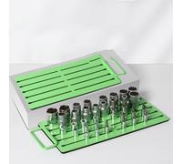 Organiseur de douilles avec plateau magnétique pour goujons d'entraînement de 0,95 cm, 0,6 cm, 1,27 cm - Solution de rangement portable pour outils pour garage, atelier (vert)