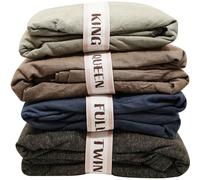 Organiseur de draps de lit et Bandes d'étiquettes de Taille de Rangement pour Placard en Lin - Sangles élastiques étiquetées pour Organiser Les Ensembles de draps de lit Pliables (lit Complet, 4