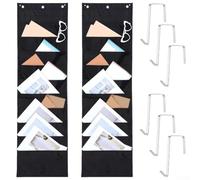 Organiseur de fichiers à suspendre, porte-documents mural, support de rangement au-dessus de la porte, tableau vertical à 10 poches avec crochets pour papiers A4, dossiers et magazines, polyester noir