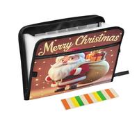 Organiseur de fichiers accordéon extensible avec 13 poches Motif Père Noël Rose