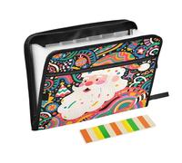 Organiseur de fichiers accordéon multicolore motif Père Noël 13 poches avec étiquettes pour reçus et documents