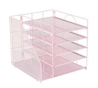 Organiseur de fichiers de bureau en métal à 5 niveaux avec porte-revues, organiseur de documents multifonction pour bureau, école, économie d'espace, gestion de fichiers de bureau