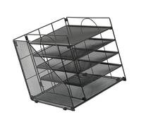 Organiseur de fichiers de bureau en métal à 5 niveaux avec porte-revues, organiseur de documents multifonction pour bureau, école, économie d'espace, gestion de fichiers de bureau