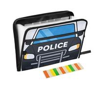 Organiseur de fichiers en forme de bus de police extensible avec 13 poches format A4 avec fermeture éclair pour dossiers extensibles avec étiquettes