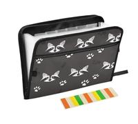 Organiseur de fichiers extensible à fermeture éclair avec 13 poches, motif ratons laveurs et pattes de dessin animé avec étiquettes, résistant à l'eau, 36 x 2 x 27 cm