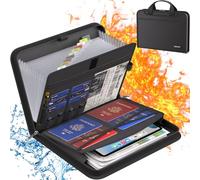 Organiseur de fichiers ignifuge, dossier A4, dossier extensible portable avec plusieurs poches, porte-documents à 13 poches avec poignée et étiquettes, organiseur pour documents A4, factures, reçus