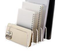 Organiseur de fichiers transparent - 5 sections de fichiers vertical | Organisateur de courrier transparent pour comptoir | Description du bureau transparent à plusieurs sections | 16 x 15 x 6,6 cm |