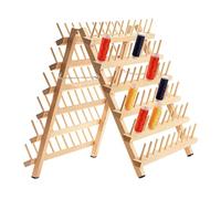 Organiseur de fils en bois - Support de fil à coudre à trois têtes avec crochets de suspension | Pliable double face en bois, support d'organisation à 120 bobines pour broderie, matelassage