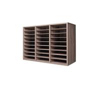 Organiseur de Littérature en Bois 27 Compartiments pour Dossiers Papiers Noir-gris