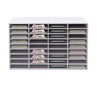 Organiseur de littérature - Porte-documents de bureau 24/36 compartiments - En MDF - Panneau PVC - Peut être utilisé pour les livres, magazines, documents (30 (blanc)