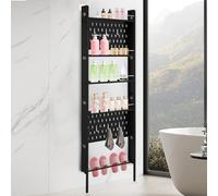 Organiseur de littérature pour salle de bain, étagère murale à 5 niveaux avec 6 crochets pour salle de bain, garde-manger, cuisine