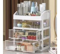 Organiseur de maquillage avec 3 tiroirs, vitrines cosmétiques, boîte de rangement de maquillage (3 tiroirs) (blanc)