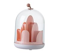 Organiseur de maquillage avec couvercle rotatif à 360 degrés pour rouge à lèvres de bureau rose 14 x 14 x 20 cm, Rose 14 x 14 x 18 cm, 5.51 Inx5.51 Inx7.87 In, comme description