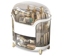 Organiseur De Maquillage avec Couvercle Transparent, Tiroirs De Rangement for Soins De La Peau, Organiseur De Cosmétiques for Salle De Bain, Organiseur De Coiffeuse Étanche À La Poussière(White)