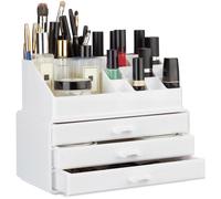 Organiseur De Maquillage, Boîte Rangement Make Up Avec Tiroirs, Support Empilable, Blanc - Relaxdays