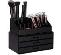 Organiseur De Maquillage, Boîte Rangement Make Up Avec Tiroirs, Support Empilable, Noir - Relaxdays