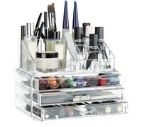 Organiseur De Maquillage, Boîte Rangement Make Up Avec Tiroirs, Support Empilable, Transparent - Relaxdays