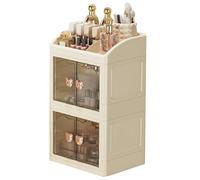 Organiseur de maquillage empilable, support de rangement à 3 niveaux, avec design peu encombrant, accès rotatif, pour bureau, filles, femmes, maison, chambre, salle de bain
