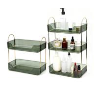 Organiseur de Maquillage en métal Pet à 3 Couches - Rangement modulaire Multifonction avec Accessoires lavables pour Maquillage, Soins de la Peau et Parfum (Vert foncé, Trois Couches)