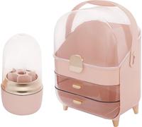 Organiseur de maquillage, grande capacité, design moderne, rose