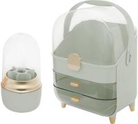 Organiseur de maquillage, grande capacité, design moderne, vert clair