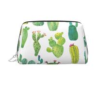 Organiseur de maquillage imprimé cactus, étui de beauté résistant aux chocs avec large ouverture à fermeture éclair pour le voyage, Argenté., One Size
